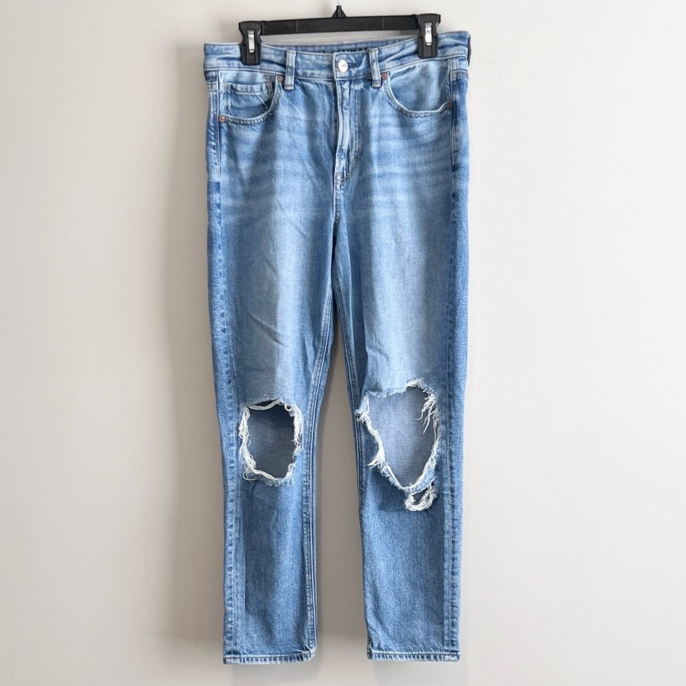 American Eagle Distressed Strigid Mom Jeans